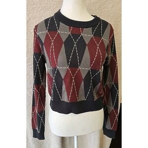 Lurking Class Argyle Sweater Black Burgundy Gray  Women's S